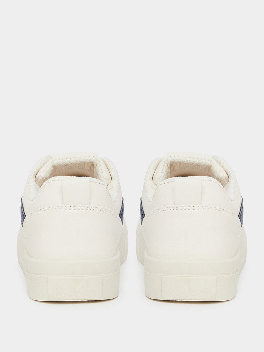 Cream Striped Detail Sneakers