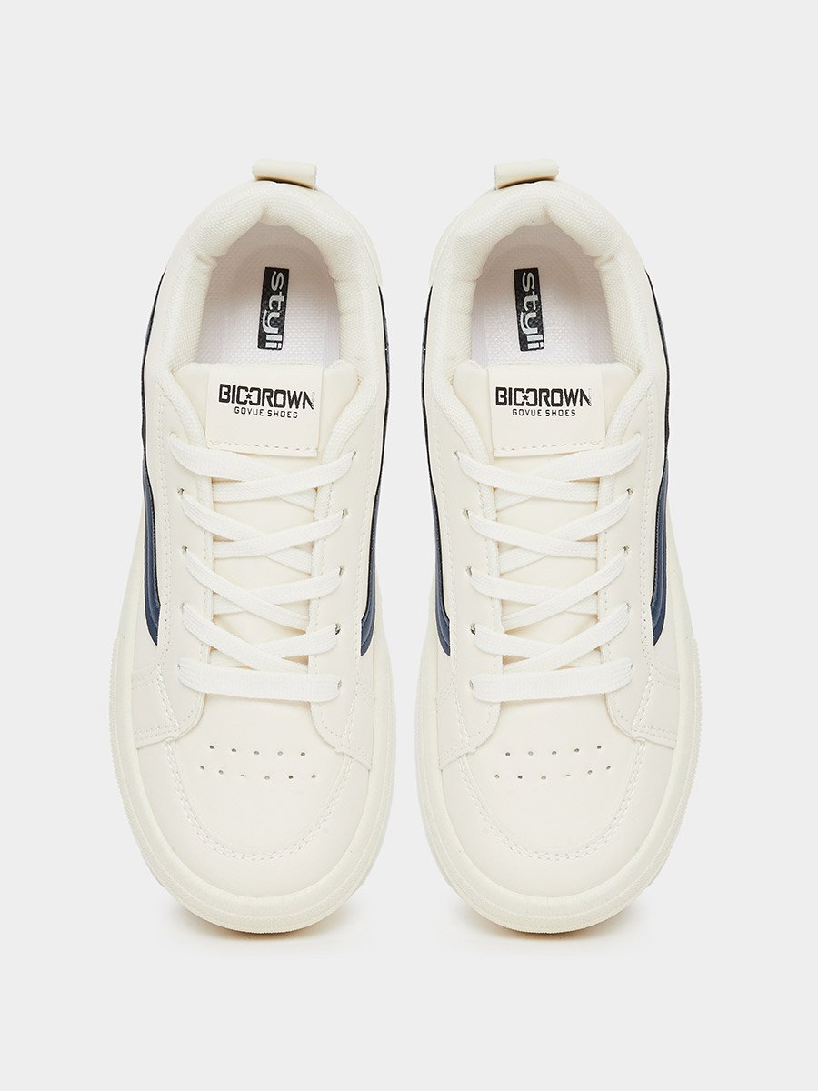 Cream Striped Detail Sneakers