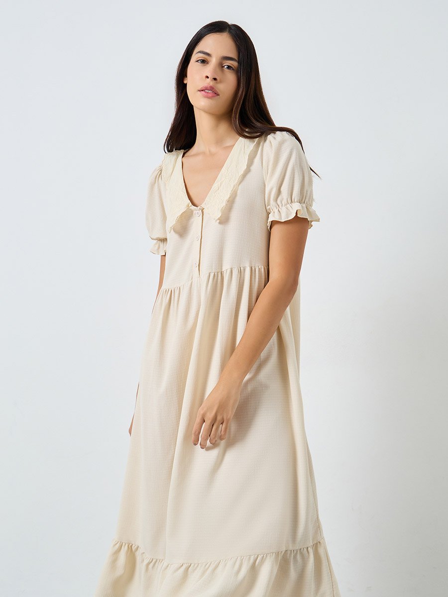 Extended Collar Placket Detail Nightdress