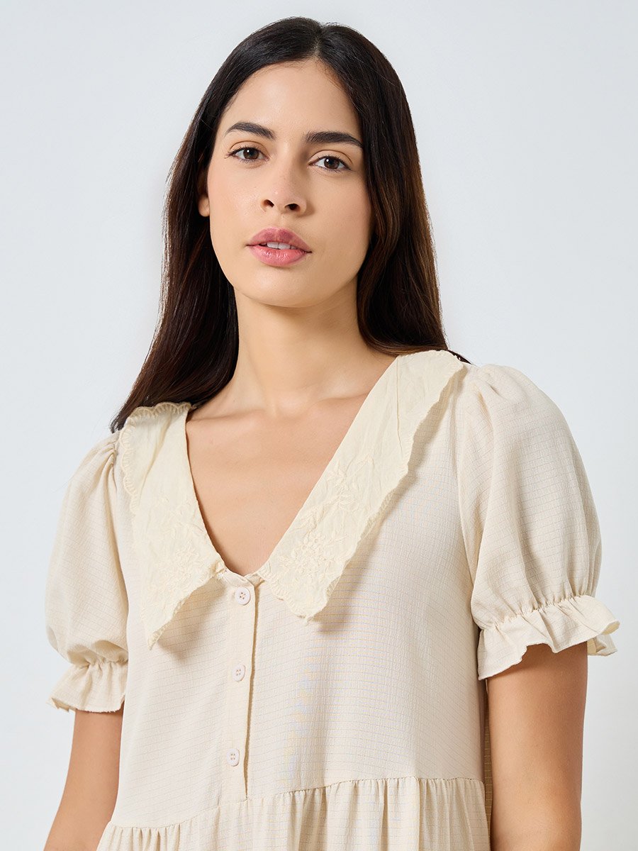Extended Collar Placket Detail Nightdress