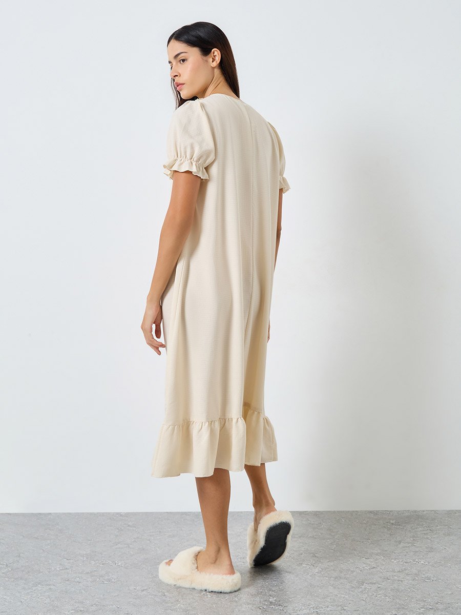 Extended Collar Placket Detail Nightdress