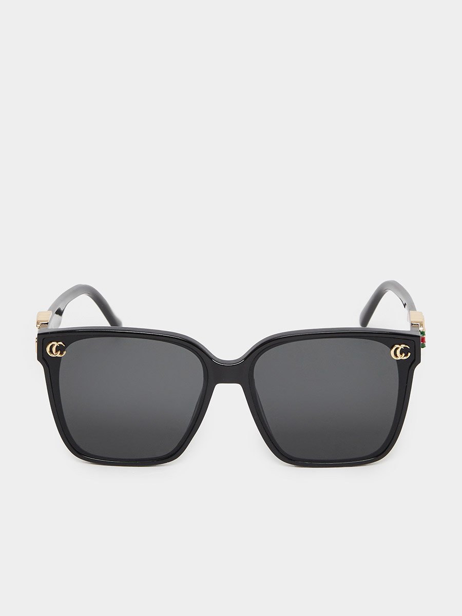 Black Square CC Detail Sunglasses