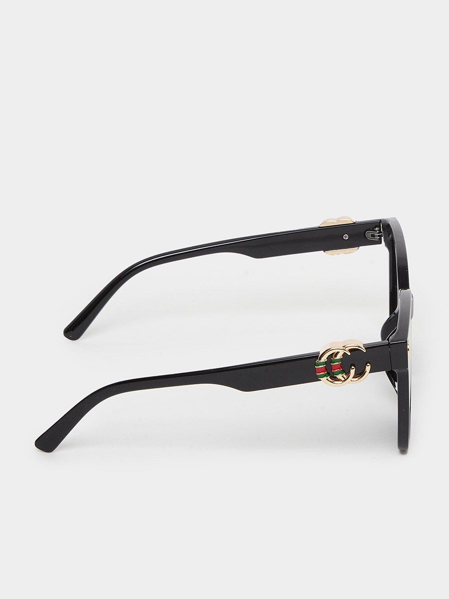 Black Square CC Detail Sunglasses