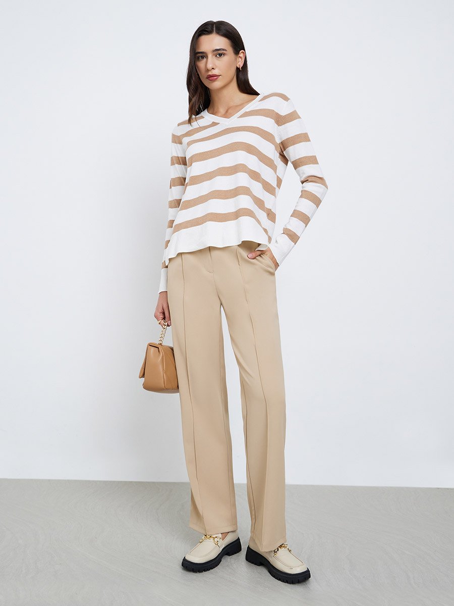Striped V Neck Sweater