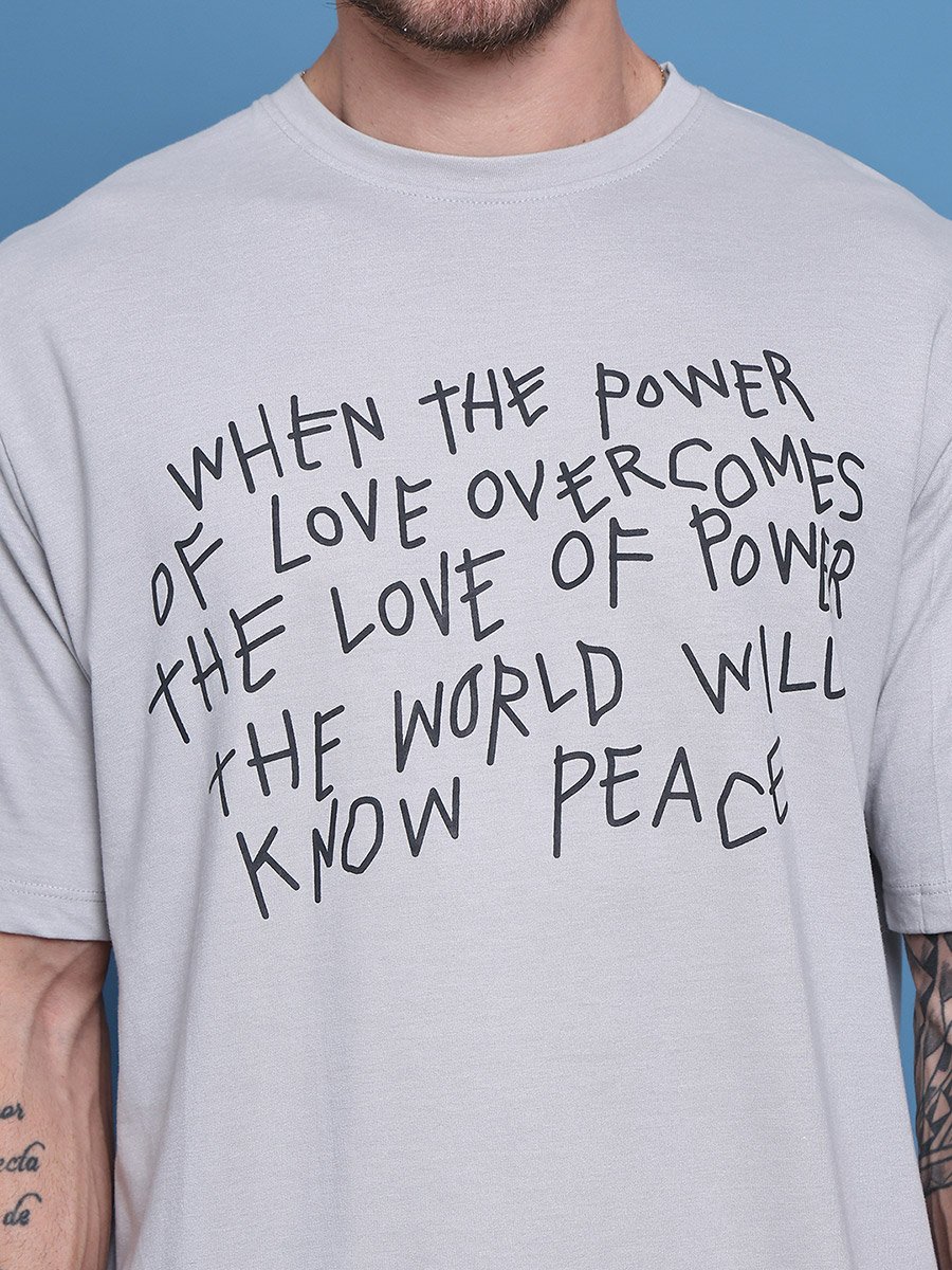 Men Grey Graphic Print Oversized T-Shirt