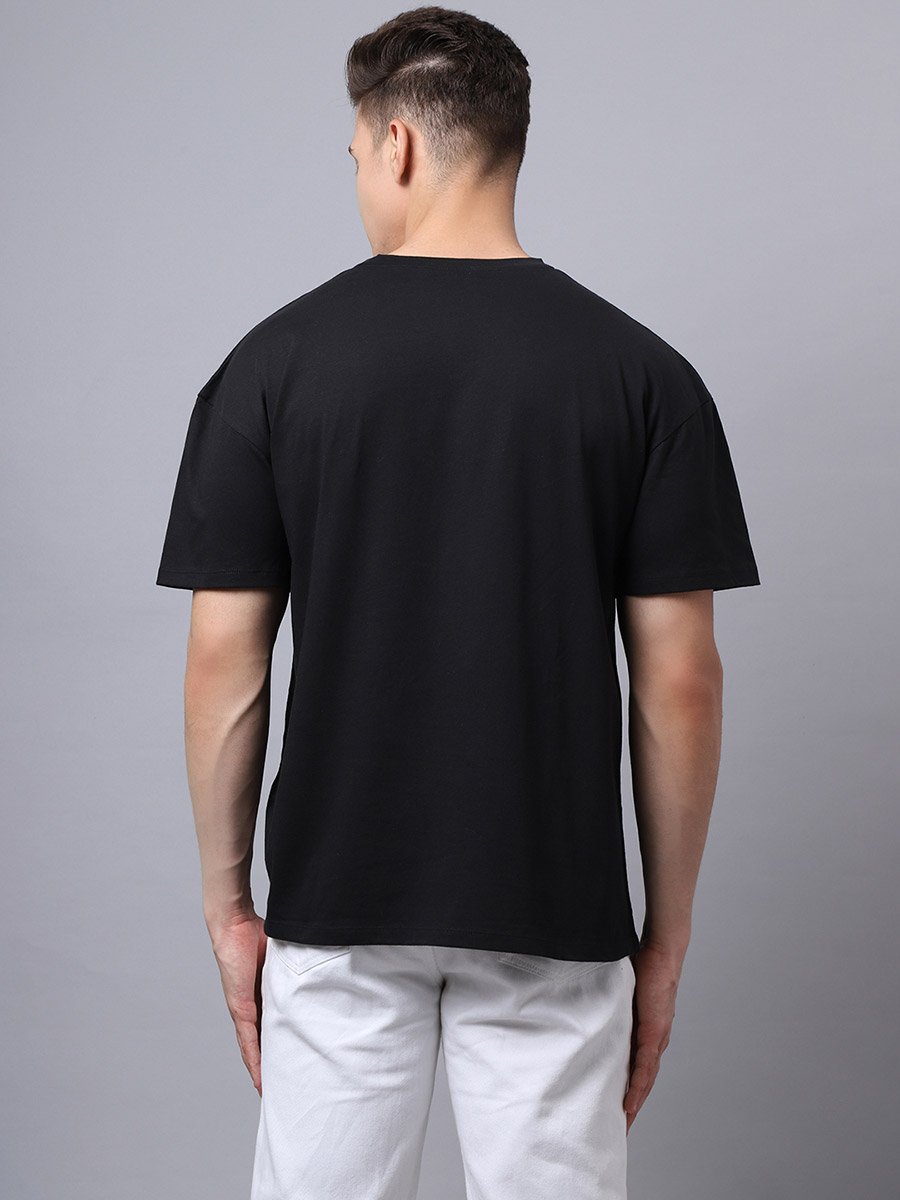 Men Black Graphic Print Oversized T-Shirt
