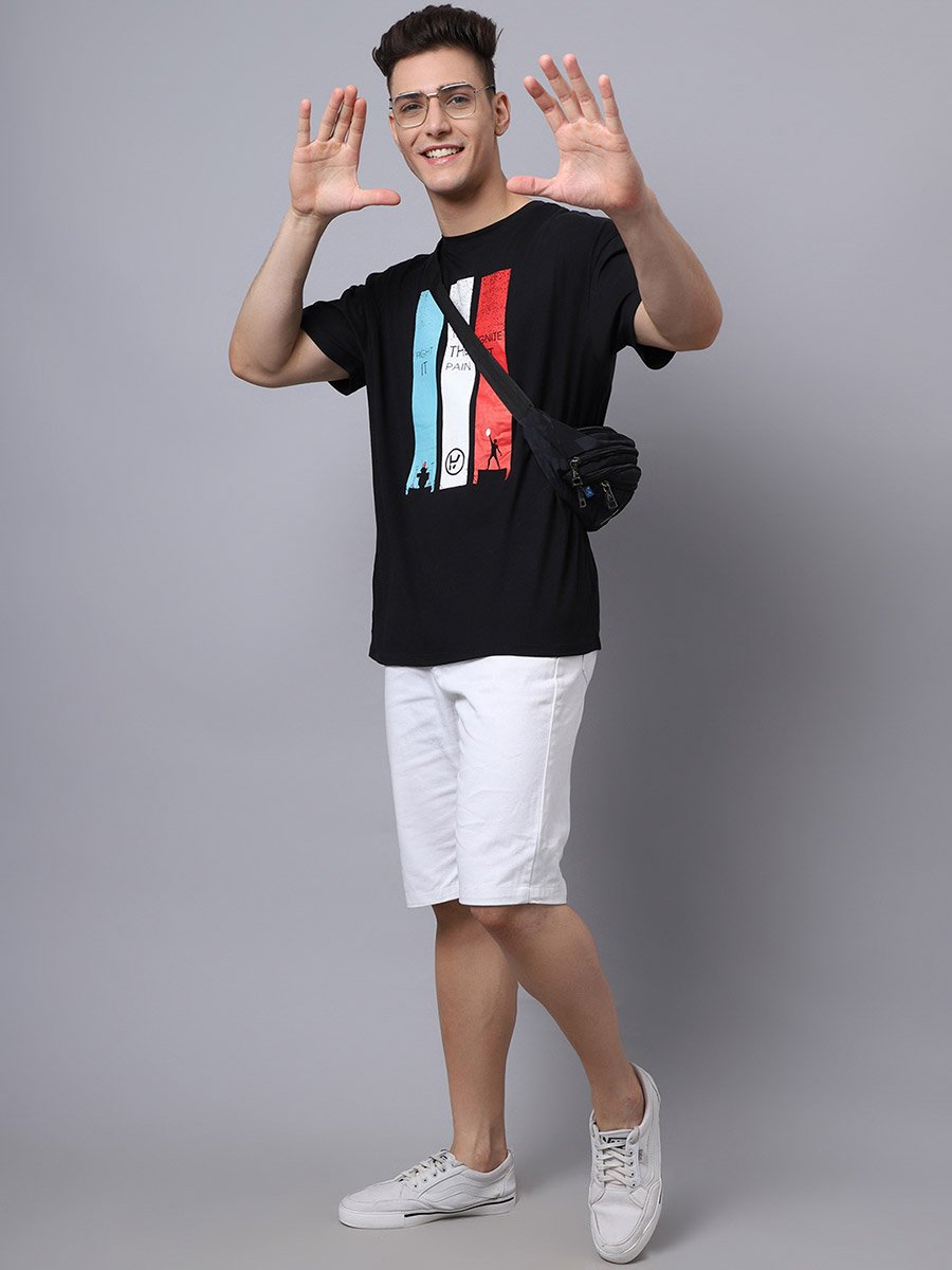 Men Black Graphic Print Oversized T-Shirt