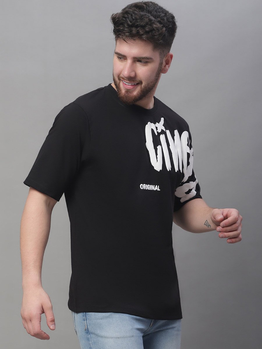Men Black Graphic Print Oversized T-Shirt