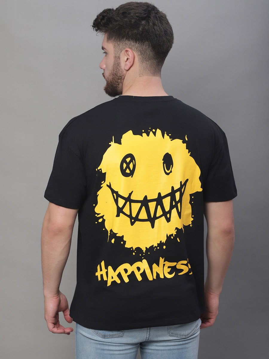 Men Black Graphic Print Oversized T-Shirt