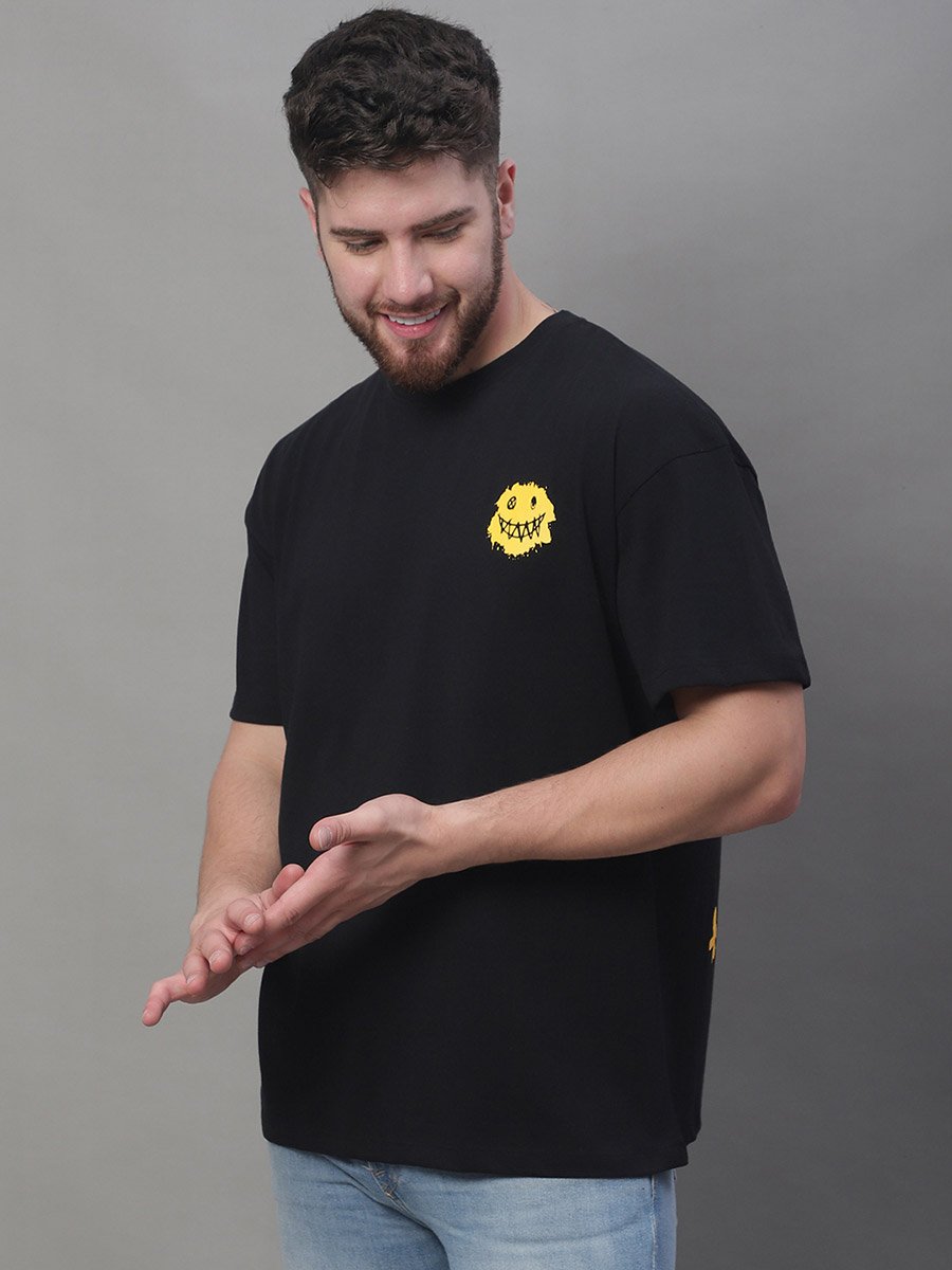 Men Black Graphic Print Oversized T-Shirt