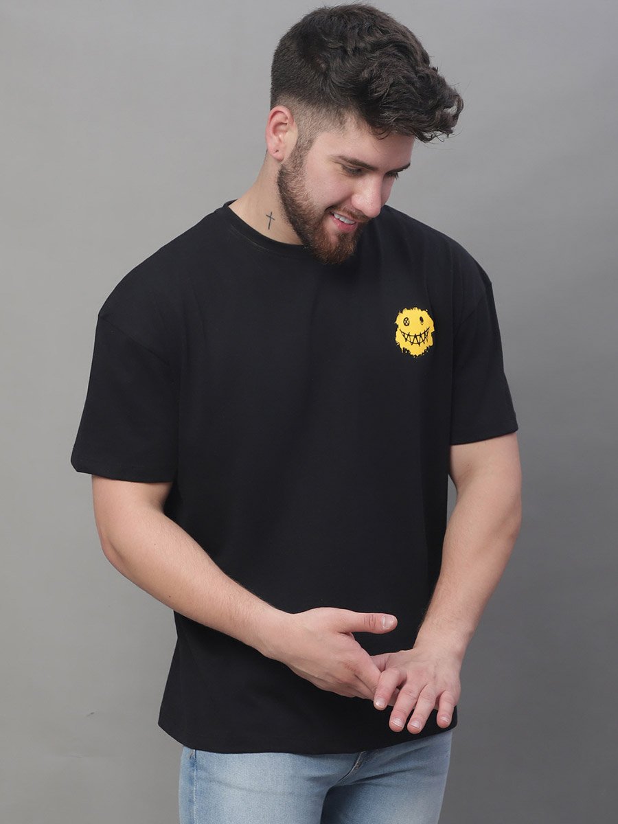 Men Black Graphic Print Oversized T-Shirt