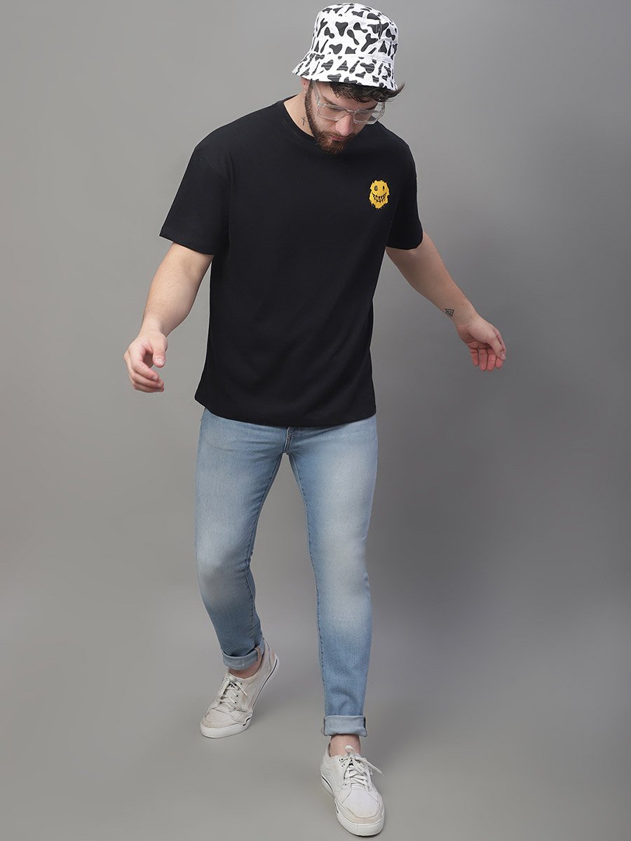 Men Black Graphic Print Oversized T-Shirt