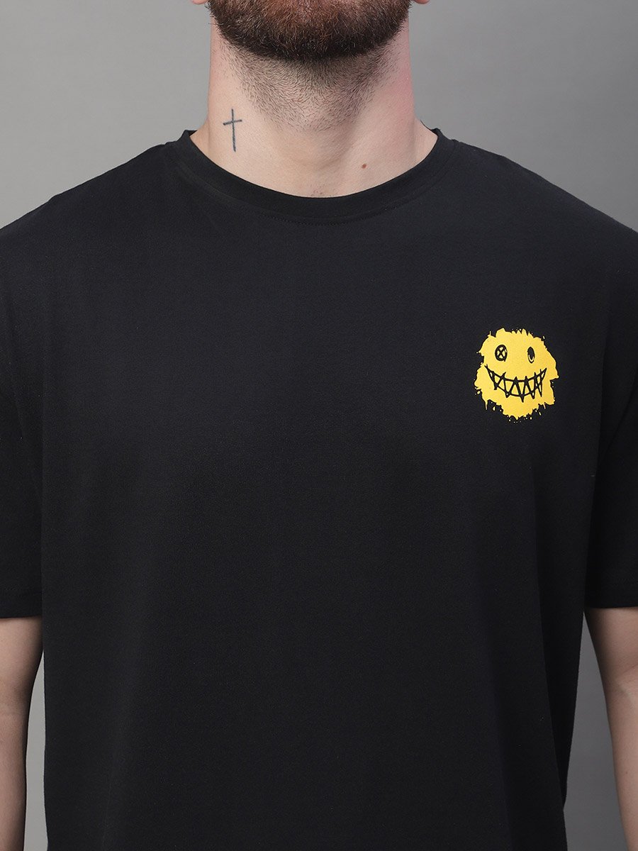 Men Black Graphic Print Oversized T-Shirt