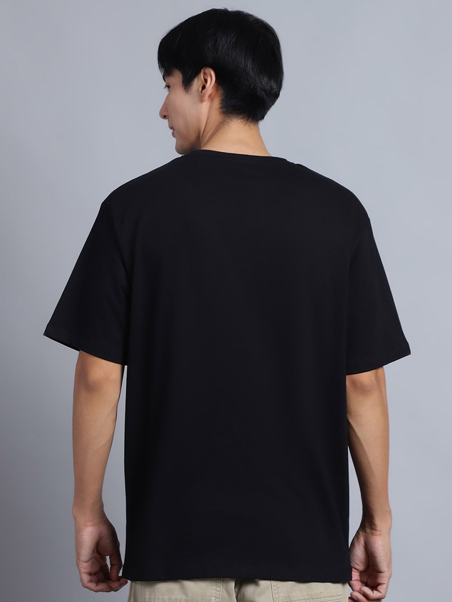 Men Black Oversized Graphic Print T-Shirt