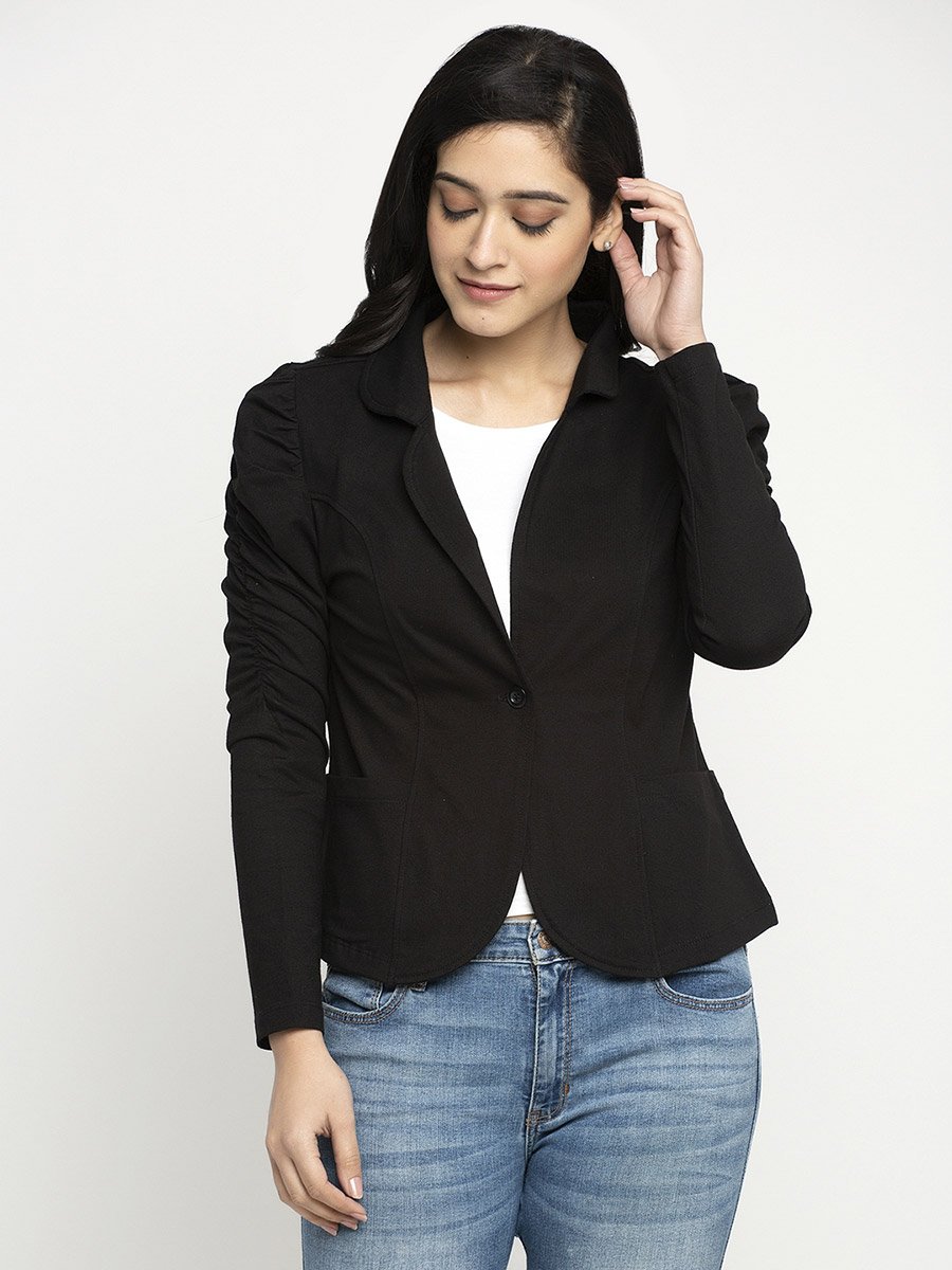 Women Lapel Collar Tailored Jacket