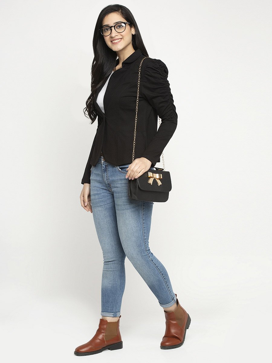 Women Lapel Collar Tailored Jacket