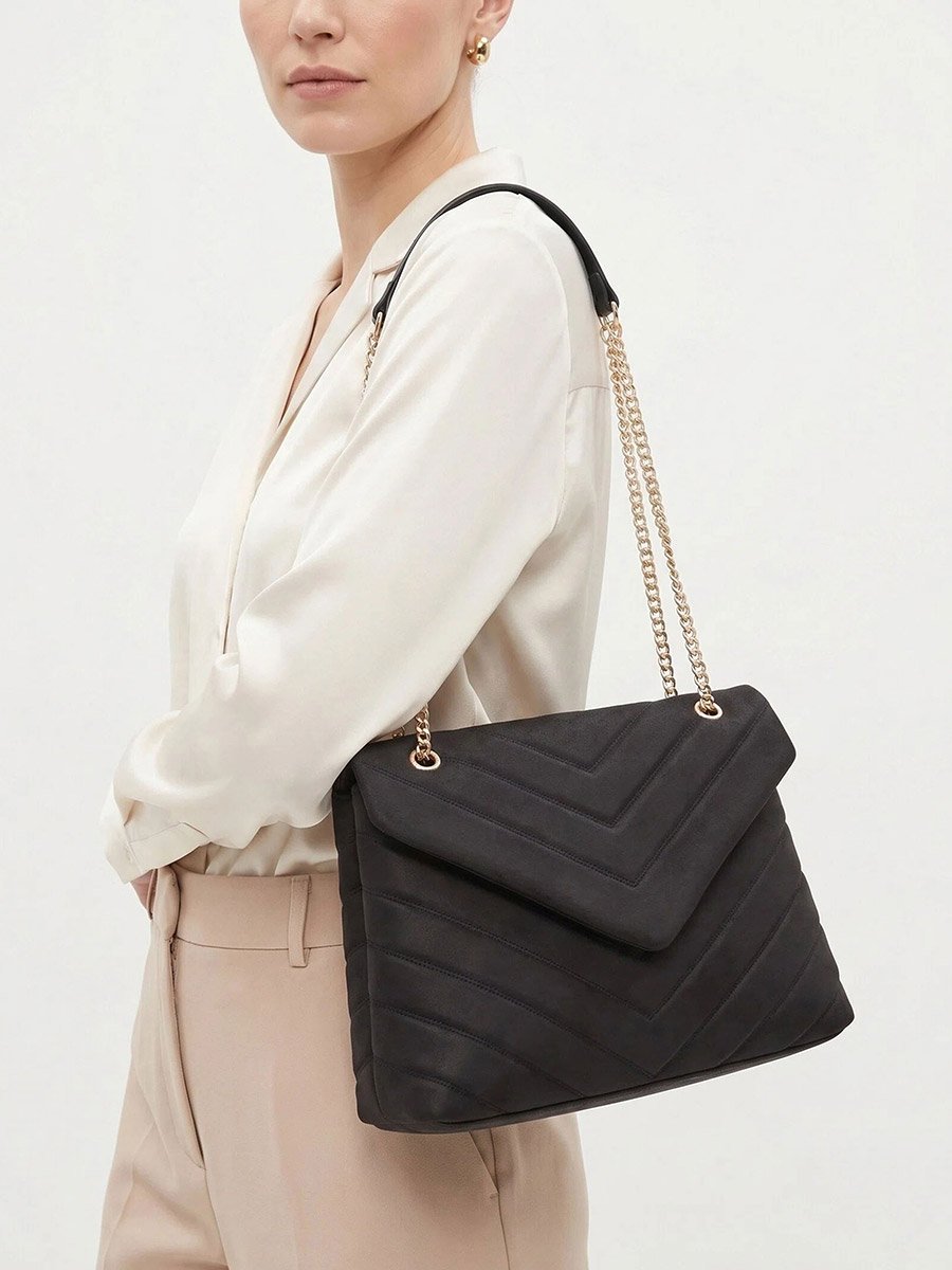 Black Chevron Shoulder Bag