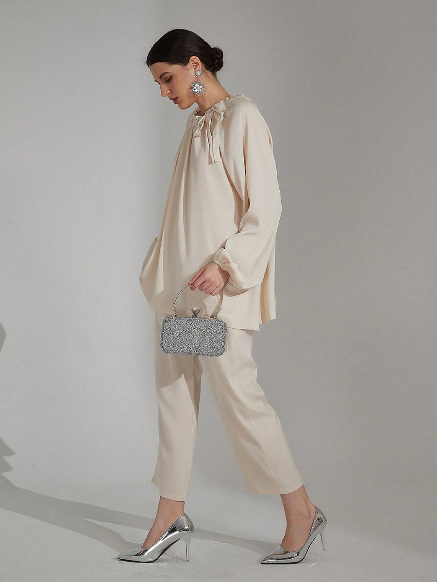 Oversized Drawstring Neck Top and Pants Co-Ords