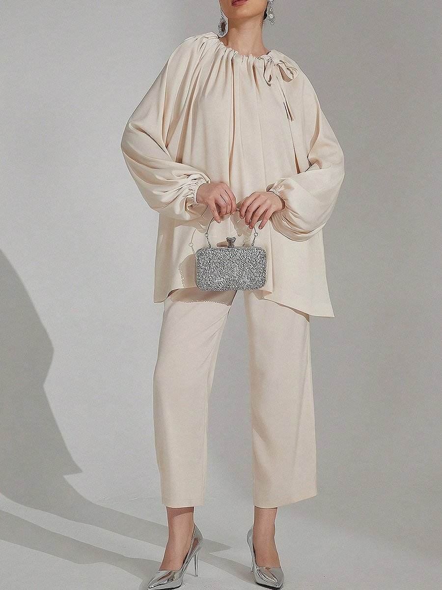 Oversized Drawstring Neck Top and Pants Co-Ords