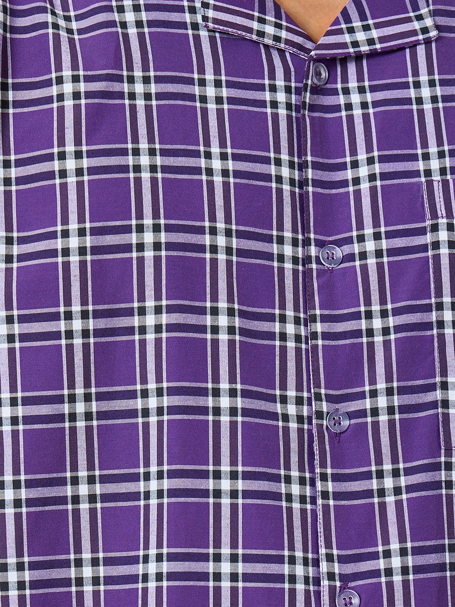 Men Relaxed Fit Checked Shirt and Pyjama Set