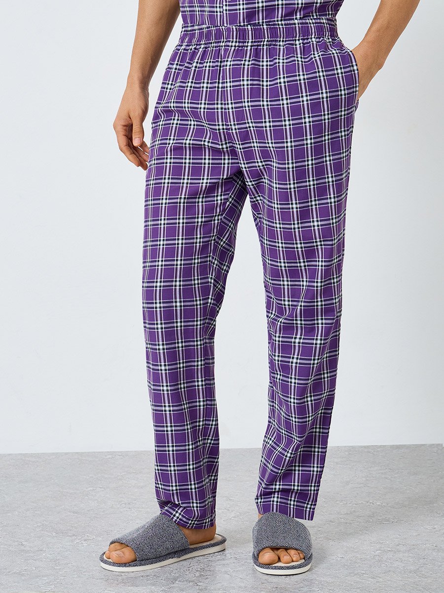 Men Relaxed Fit Checked Shirt and Pyjama Set