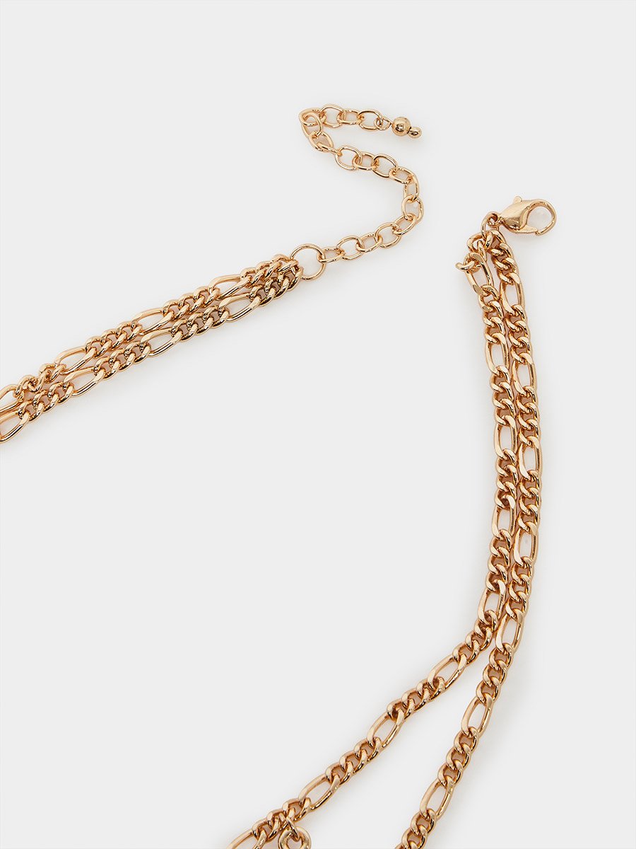 Gold Coin Charm Layered Necklace