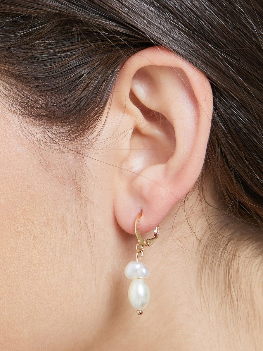 Dual Faux Pearl Drop Earrings