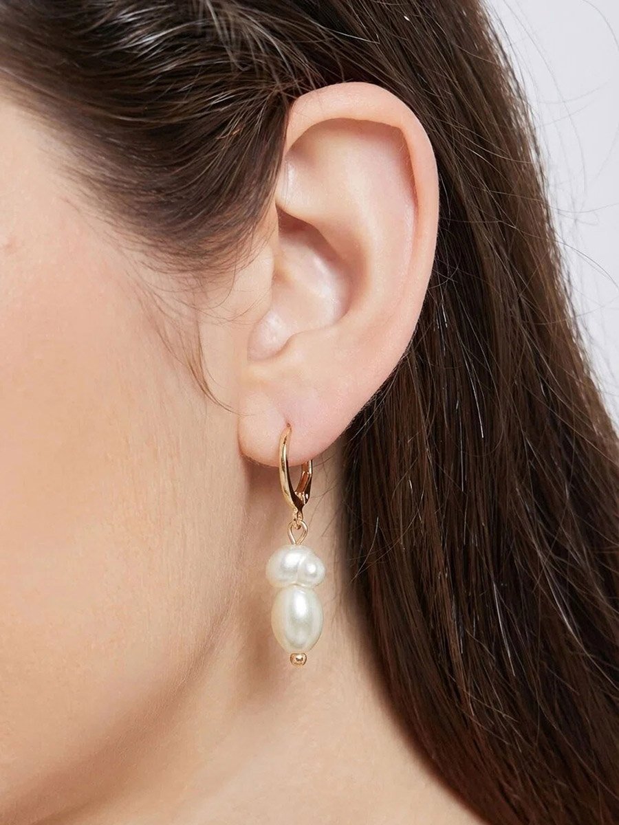 Dual Faux Pearl Drop Earrings