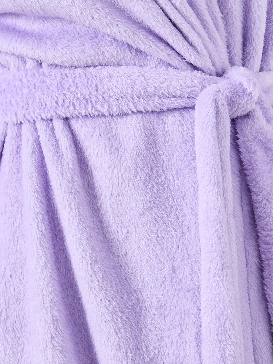 Purple Shawl Collar Fleece Robe