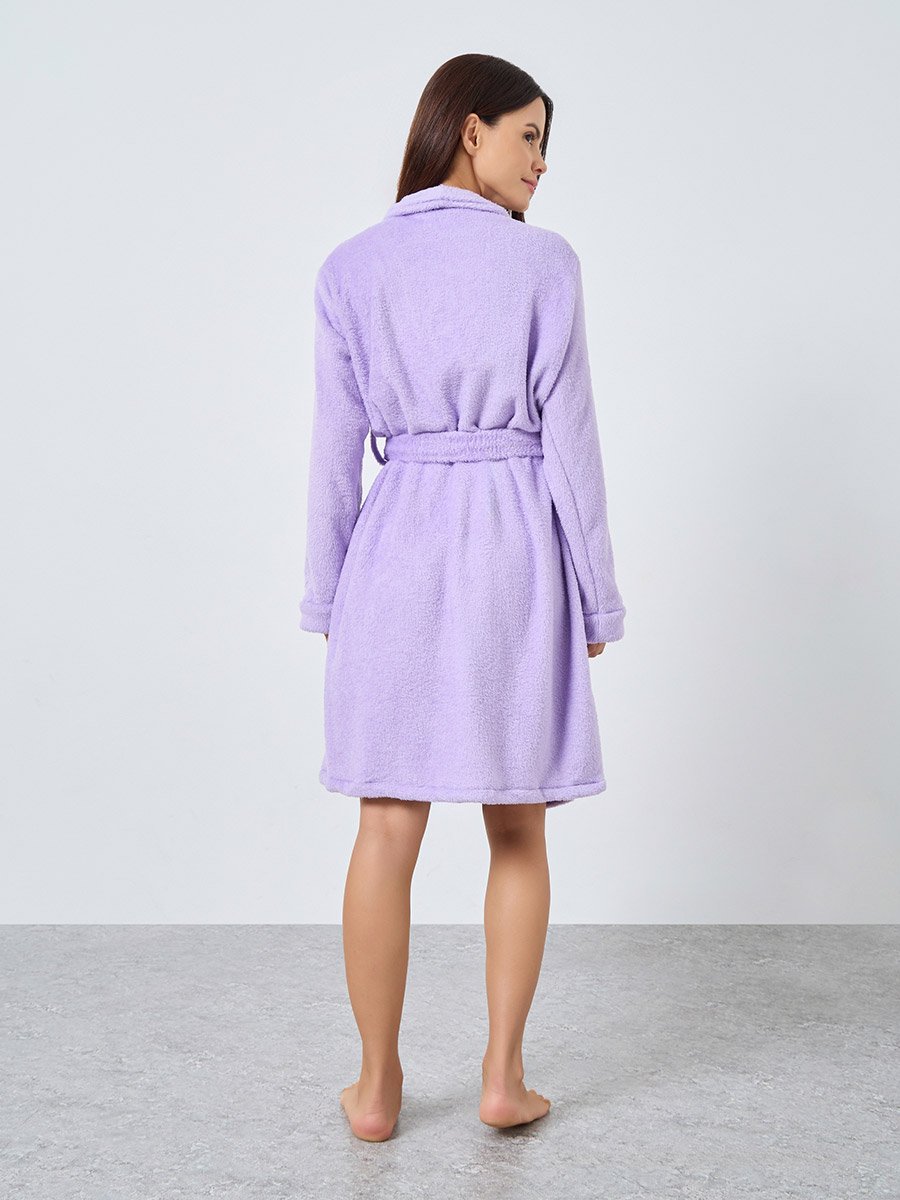 Purple Shawl Collar Fleece Robe
