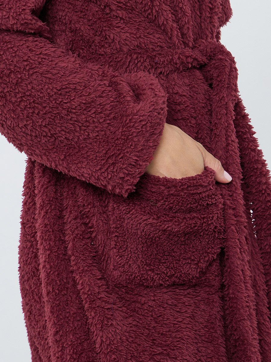 Bear Ears Hooded Fleece Pocket Robe