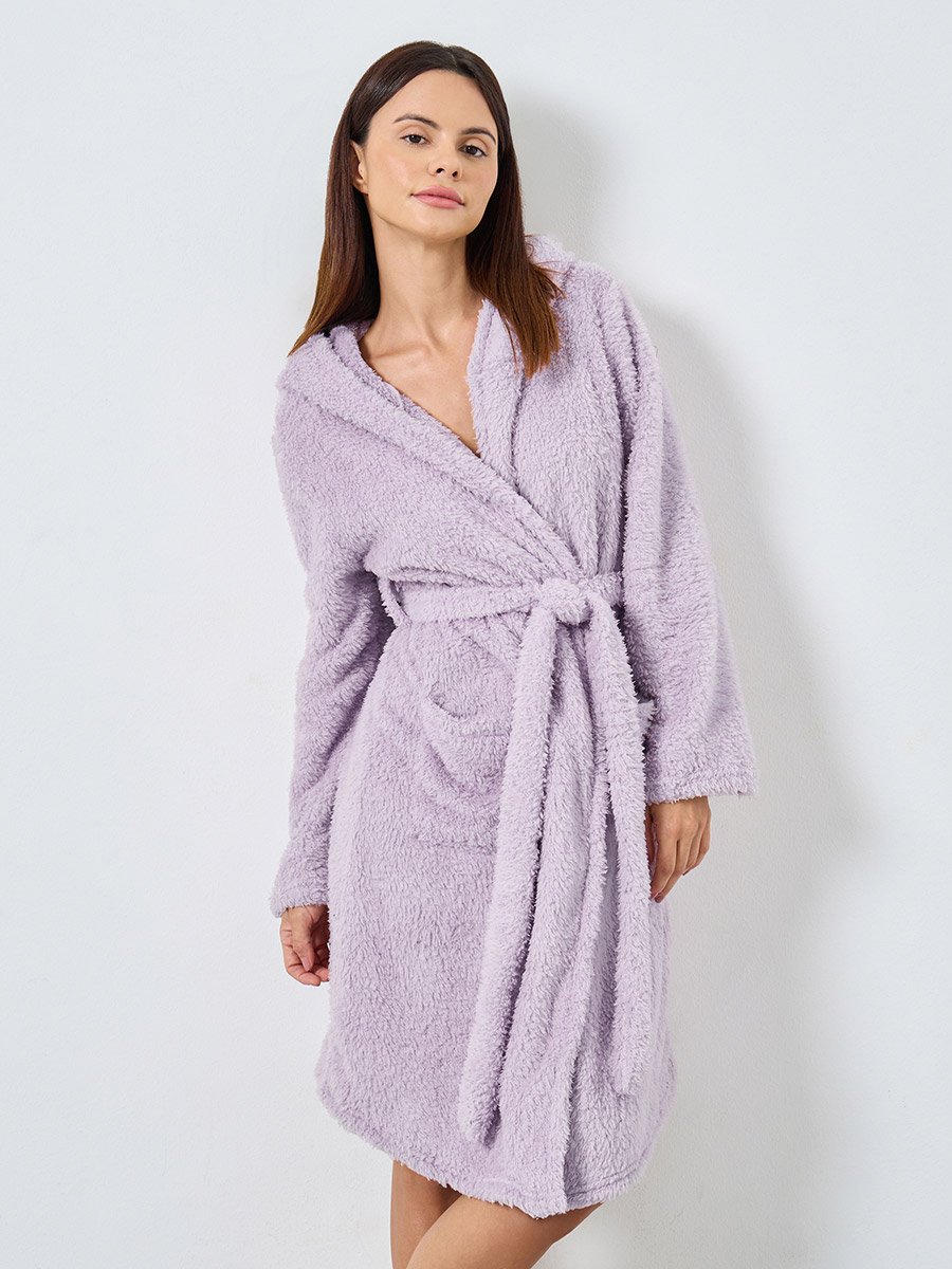 Bear Ears Hooded Fleece Pocket Robe