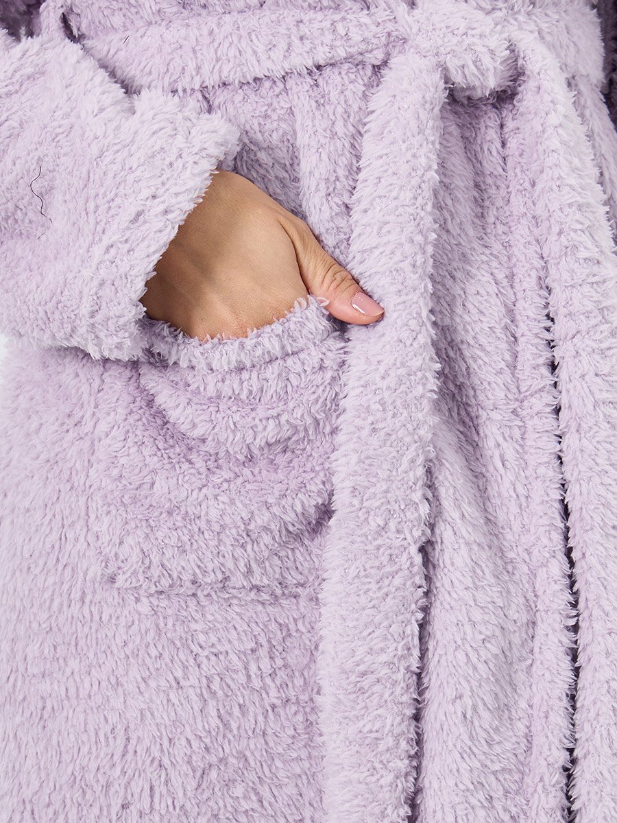 Bear Ears Hooded Fleece Pocket Robe
