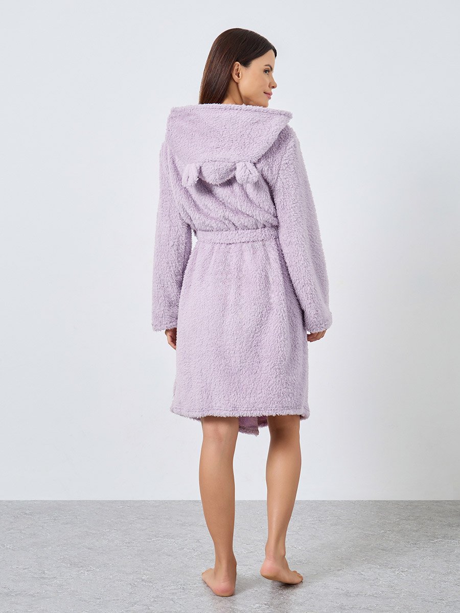 Bear Ears Hooded Fleece Pocket Robe