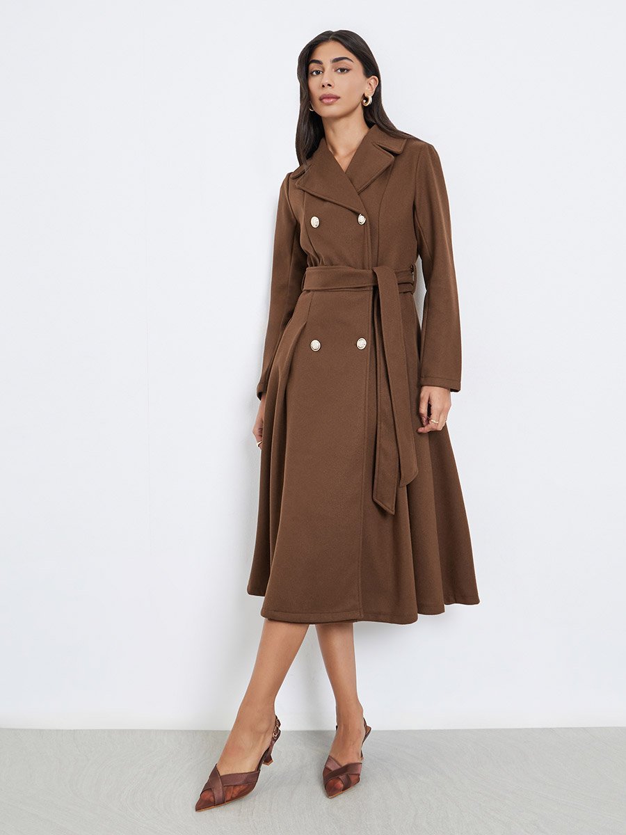 Buttoned Long Sleeves Blazer Midi Dress