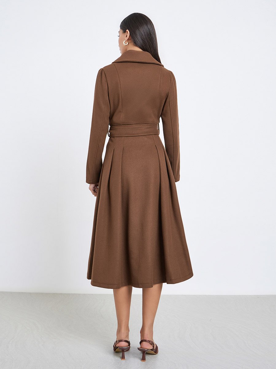 Buttoned Long Sleeves Blazer Midi Dress