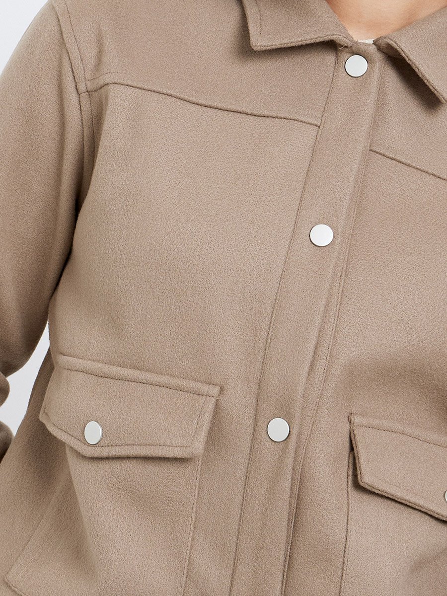 Beige Regular Fit Buttoned Trucker Jacket