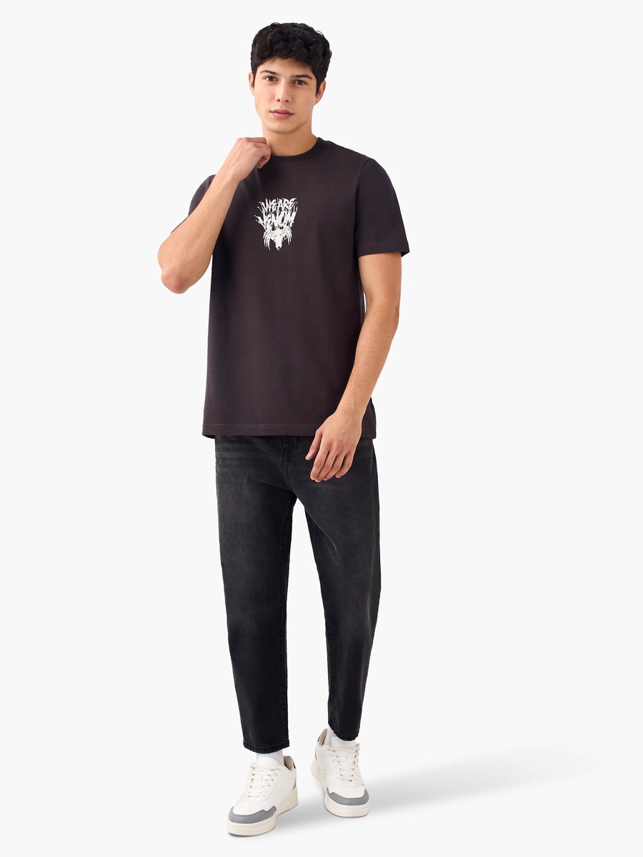Venom Print T-Shirt with Crew Neck