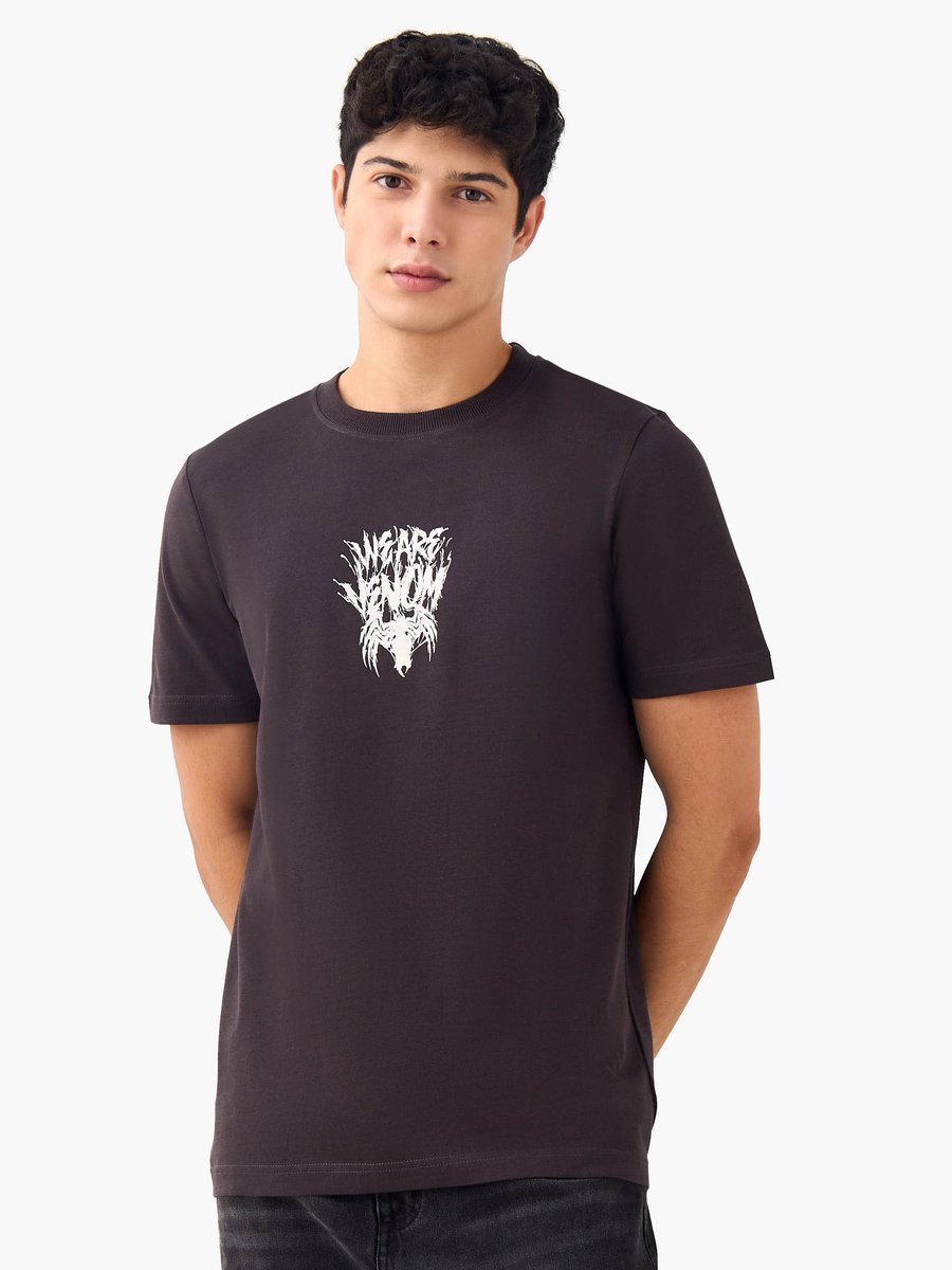 Venom Print T-Shirt with Crew Neck