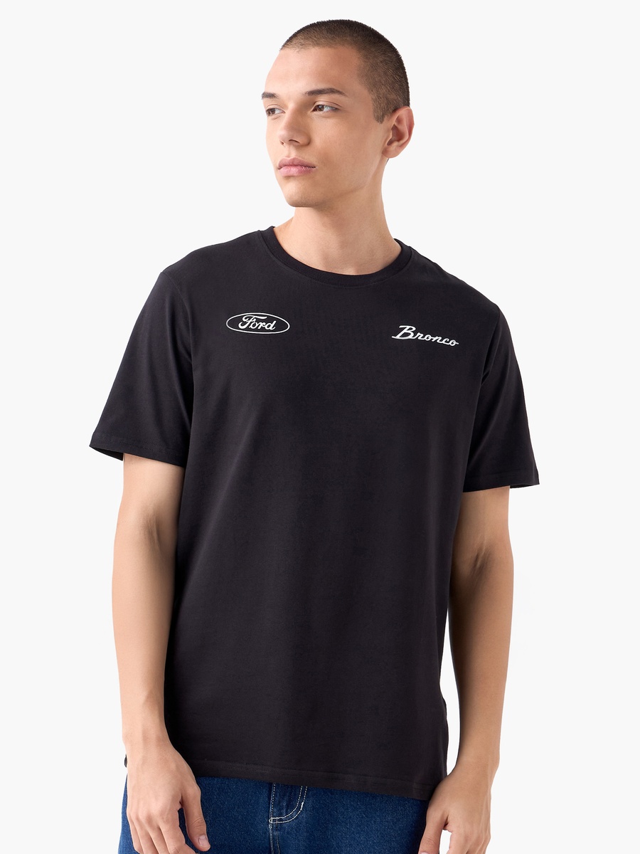 Typographic Print T-Shirt with Crew Neck