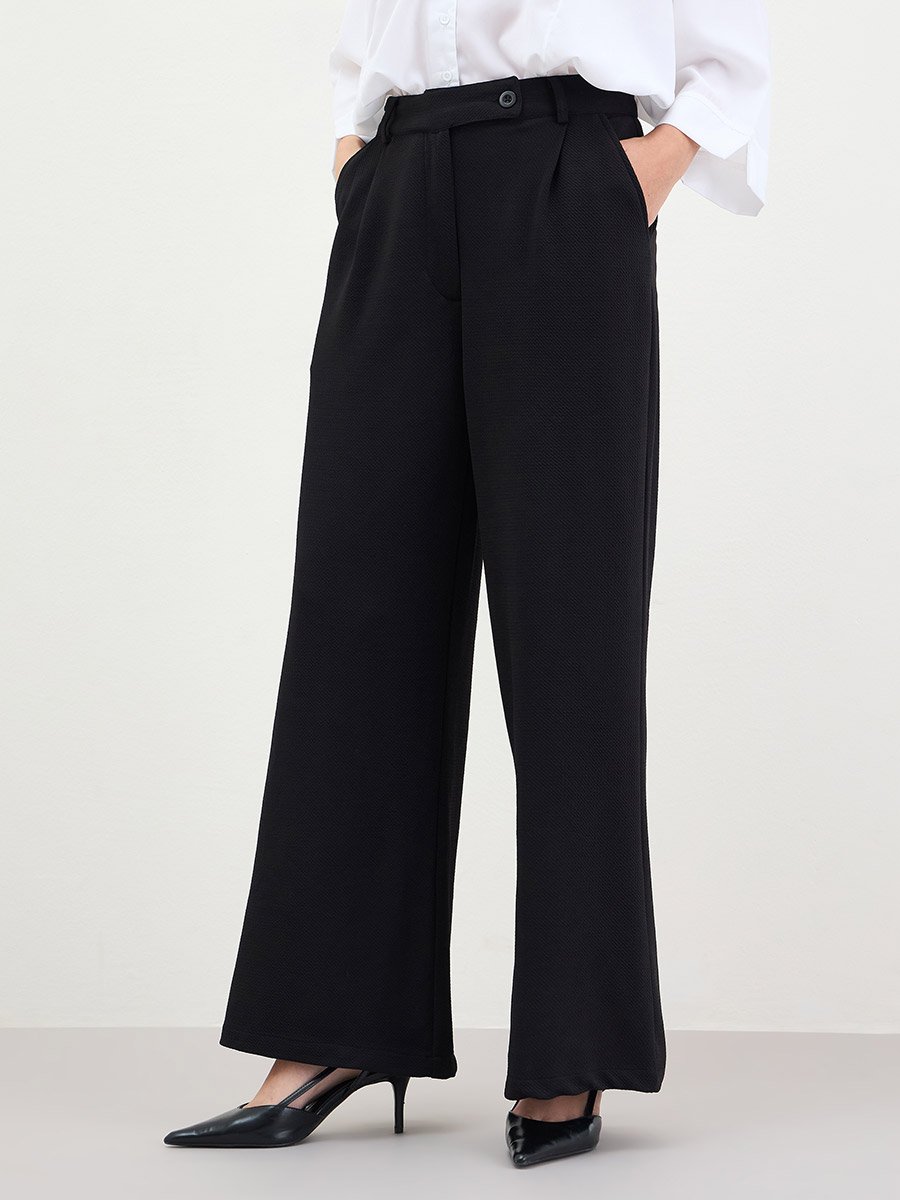 Women Black Wide Leg Trousers