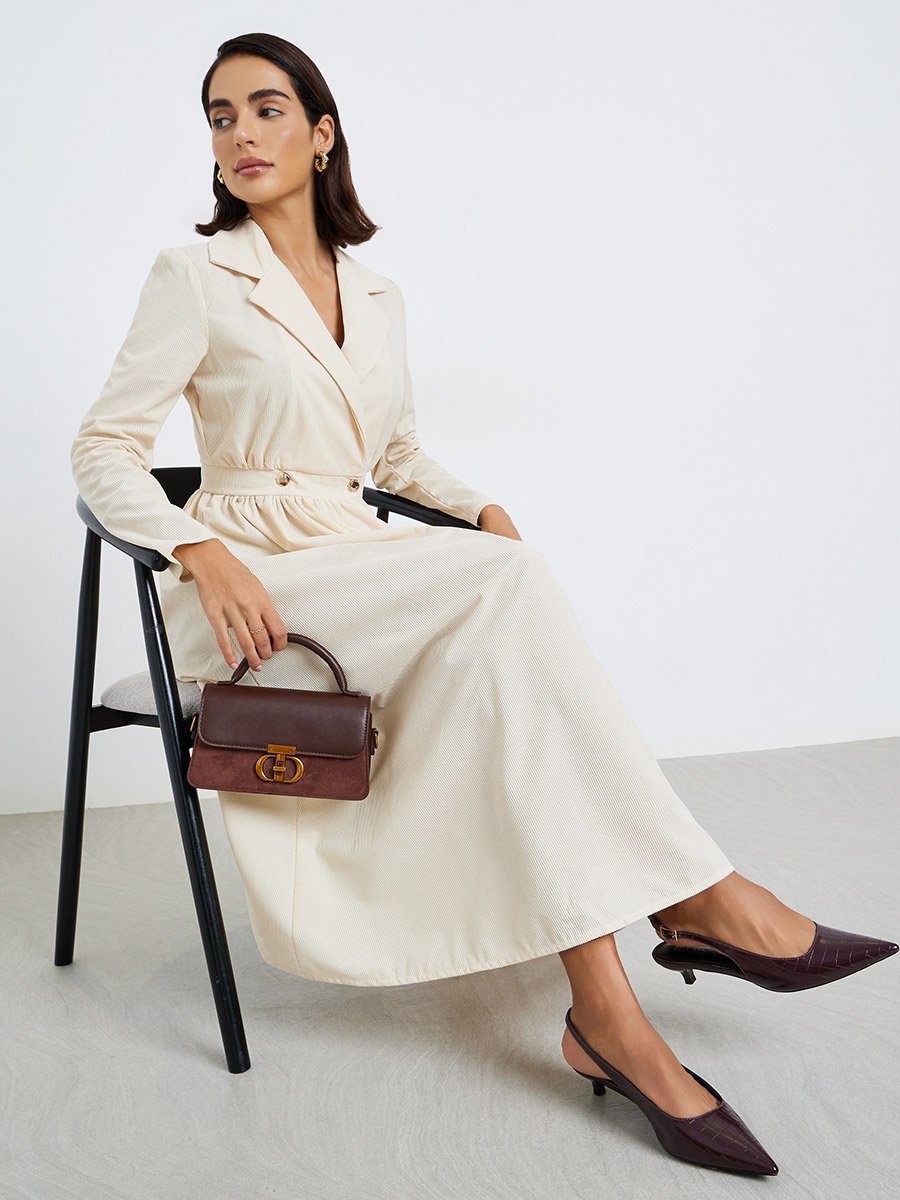 cream blazer dress with belt Cream Cut Out Blazer Dress