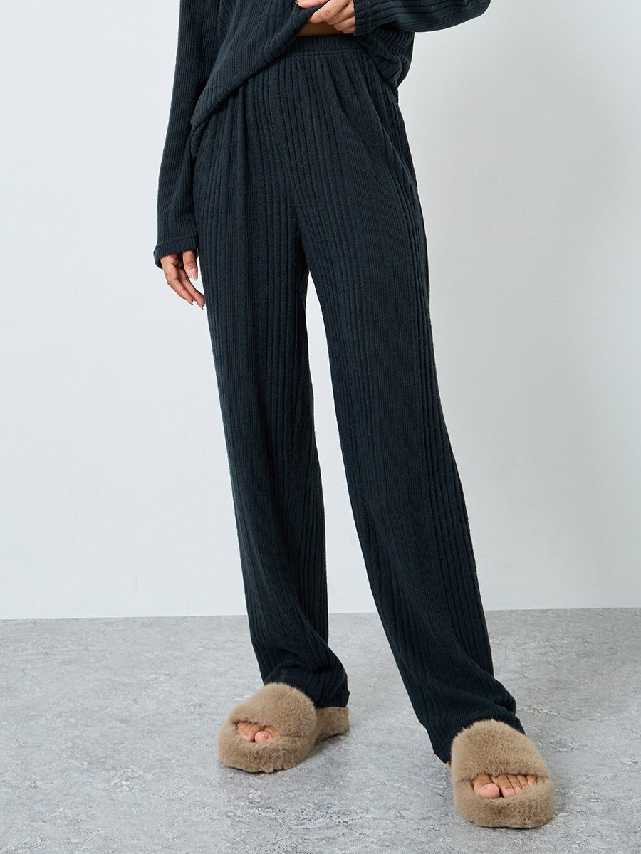Melange Brushed Rib Top and Pyjama Set