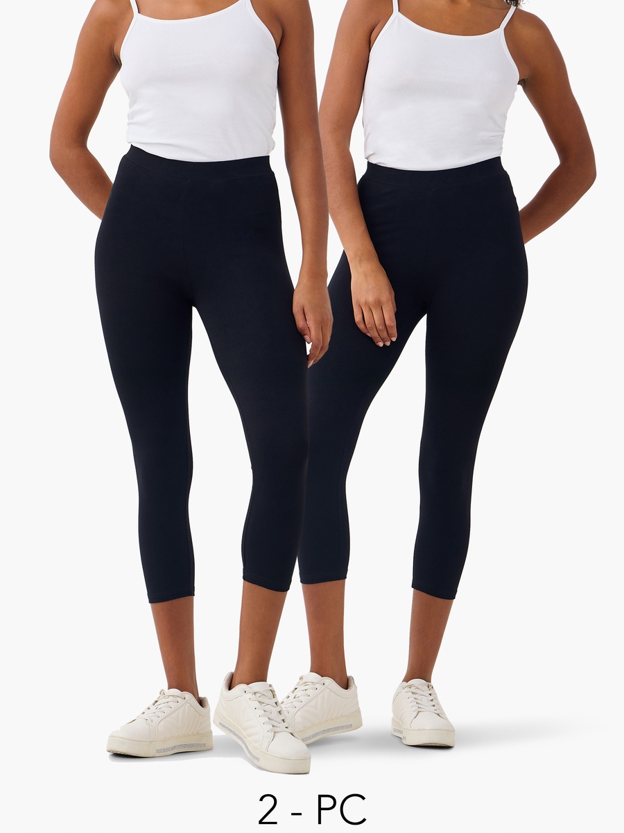 Pack of 2 - Plain Cropped Leggings
