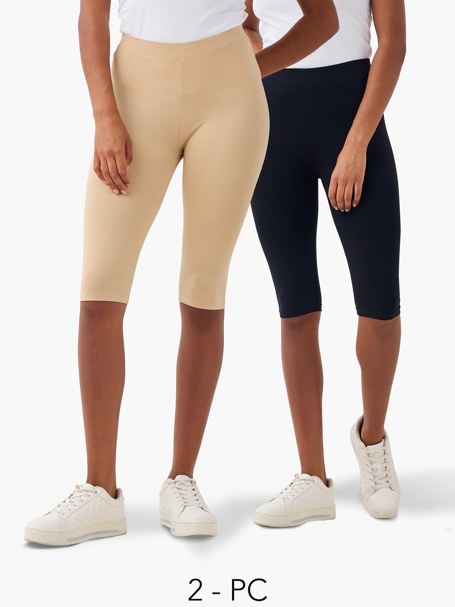Pack of 2 - Plain Knee Length Leggings