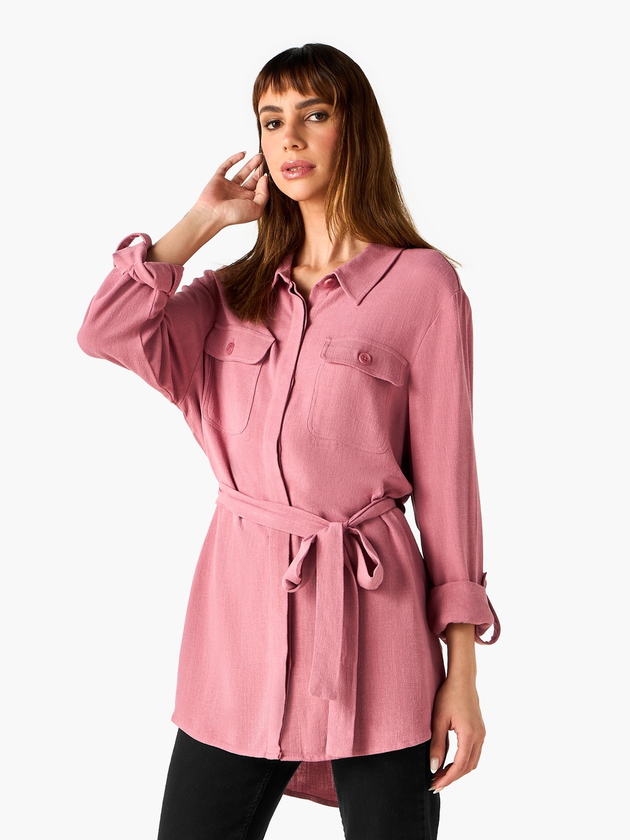 Concealed Draw Pocket Linen Shirt