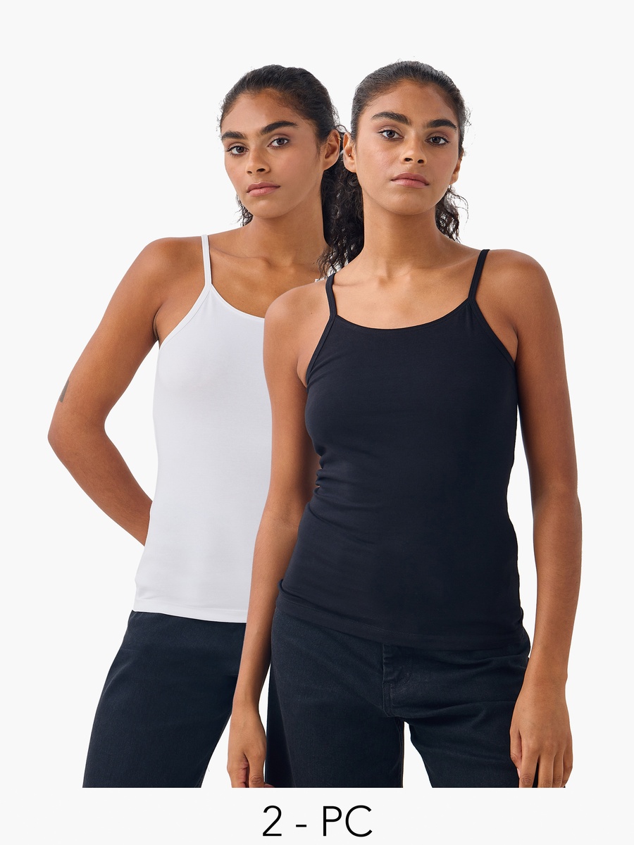 Set of 2 -  Scoop Neck Camisole with Spaghetti Straps