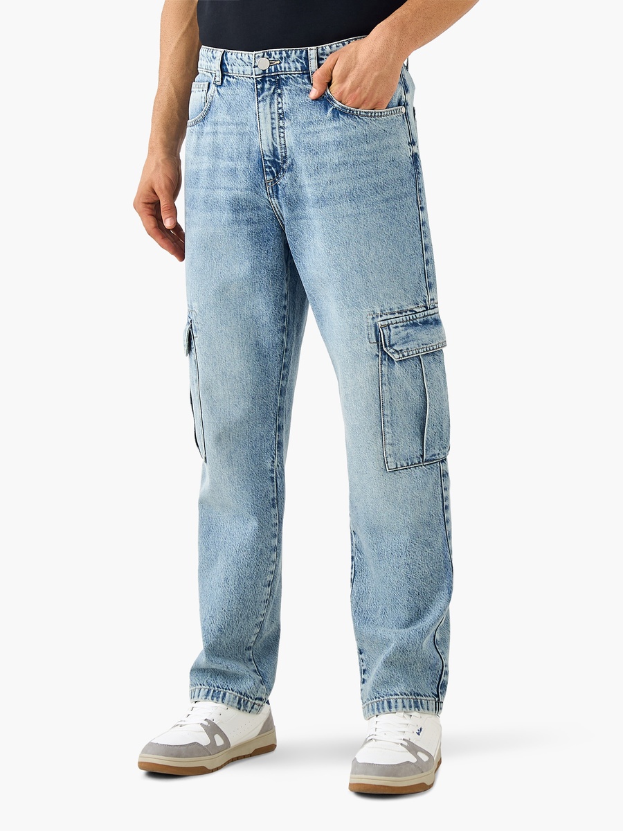 Relaxed Fit Full Length Cargo Jeans