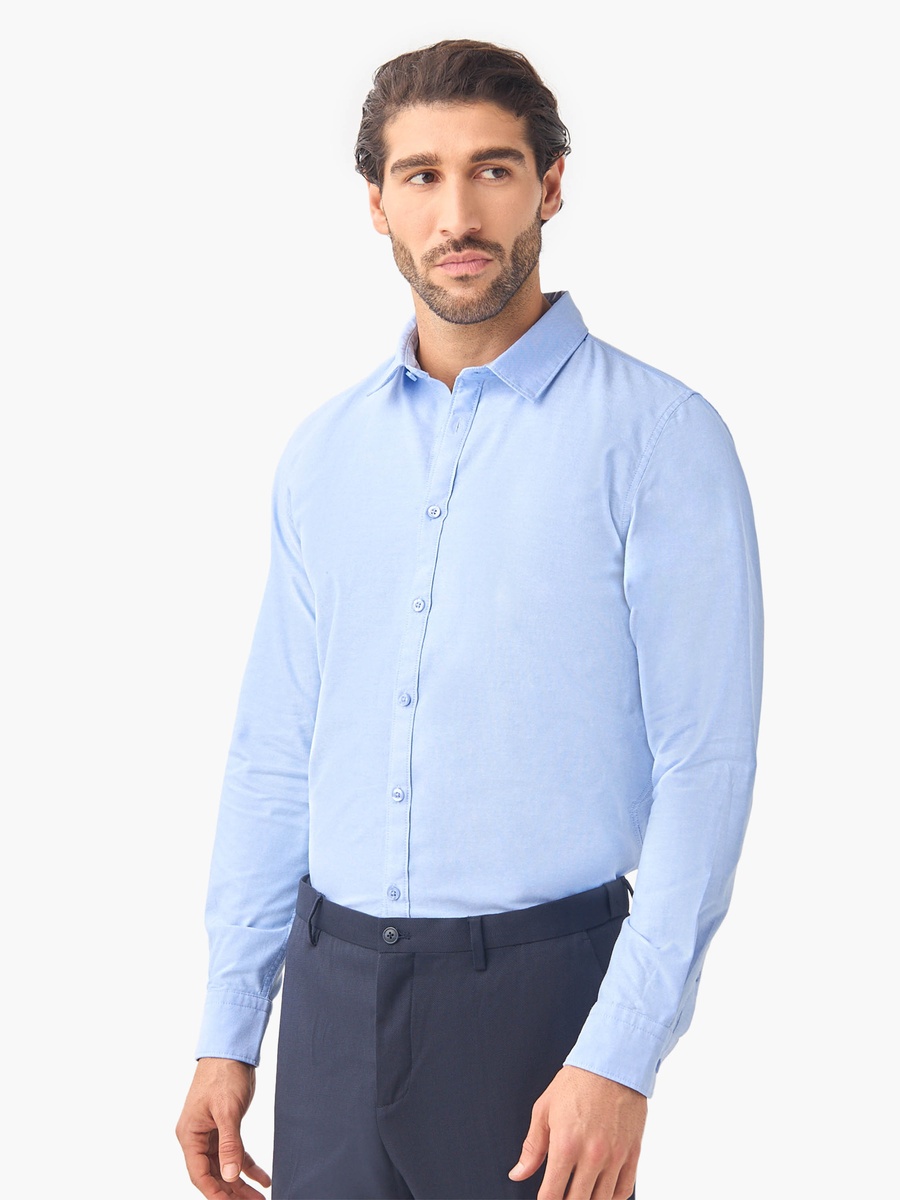 Set of 2 - Regular Fit Oxford Shirt with Collar and Long Sleeves