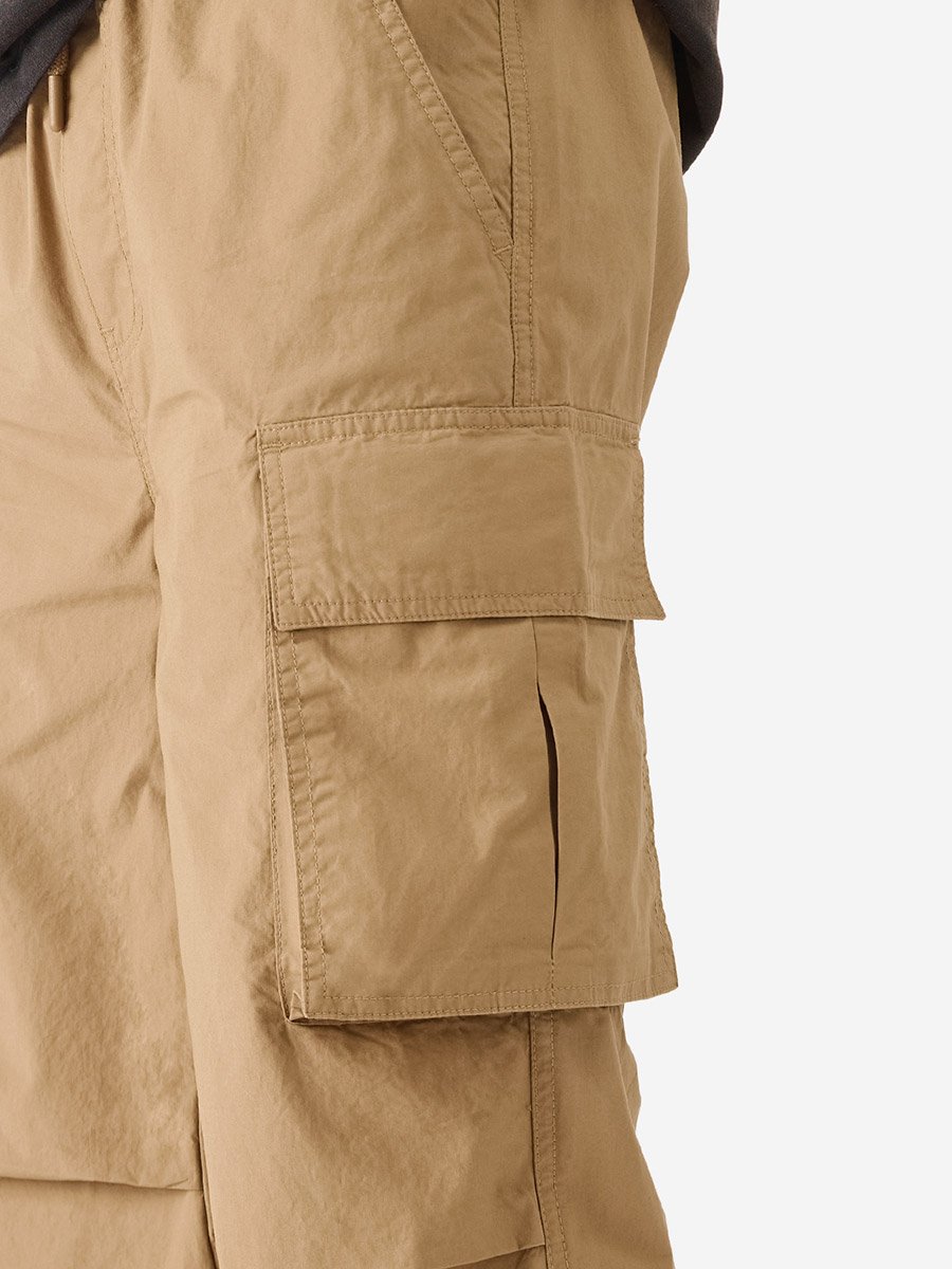 Men Brown Cargo Pocket Parachute Pants